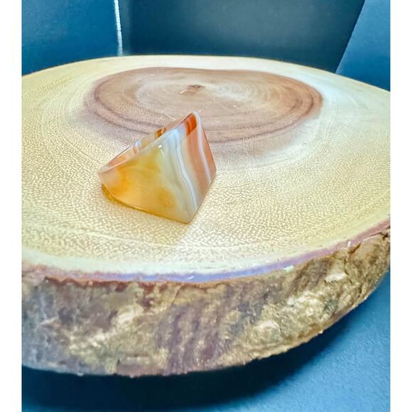 Handcarved Lace Agate Slab Chunky Ring - Picture 6 of 9